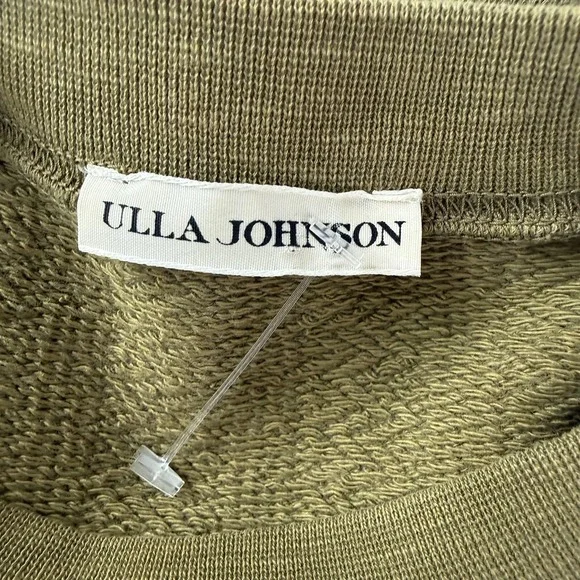 Ulla Johnson Sweatshirt Womens XS Green Puff Sleeve Terry Crewneck Pullover - Picture 5 of 11
